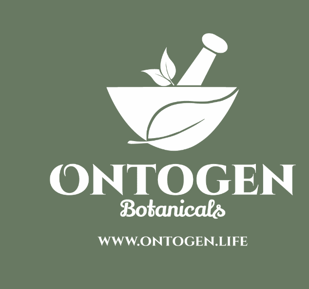 Ontogen Botanicals logo with mortar and pestle.